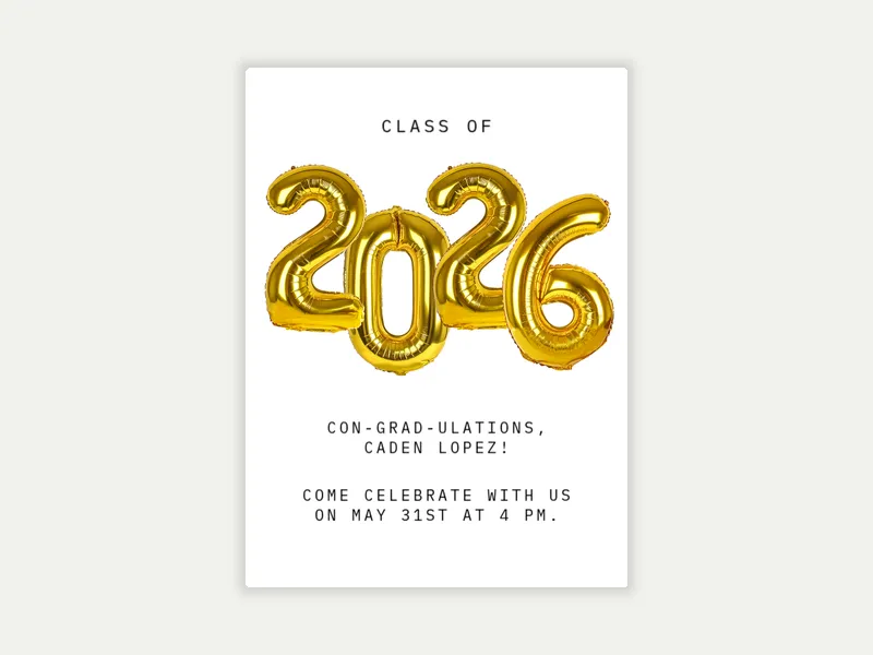 Graduation Balloons Invitation free template design