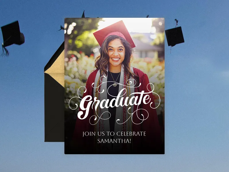Graduate Typography (Photo) Invitation premium template design