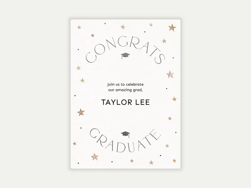 Graduation Stars & Caps Invitation free template design