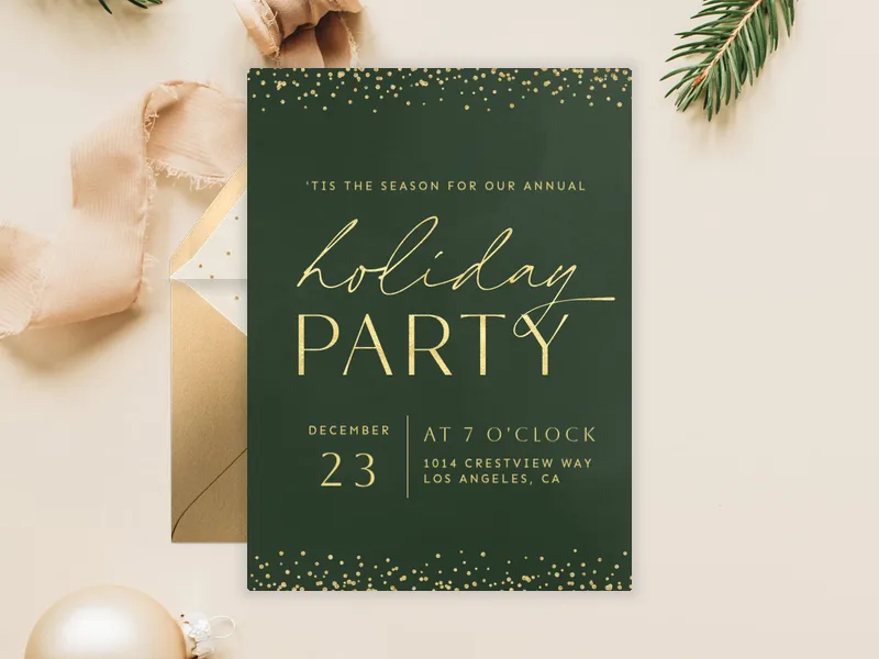 Green and Gold Holiday - christmas - Invitation