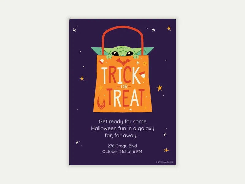 Star Wars™: Grogu or Treat Invitation free template design