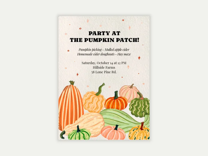 Groovy Pumpkin Patch Invitation free template design