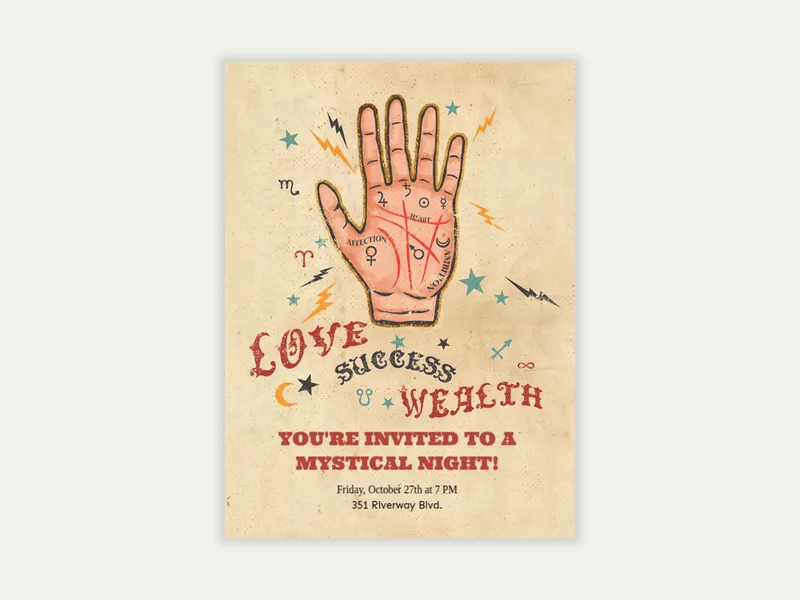 Hand of Fate Invitation free template design