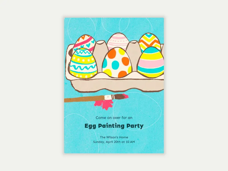 Hand Painted Eggs Invitation free template design