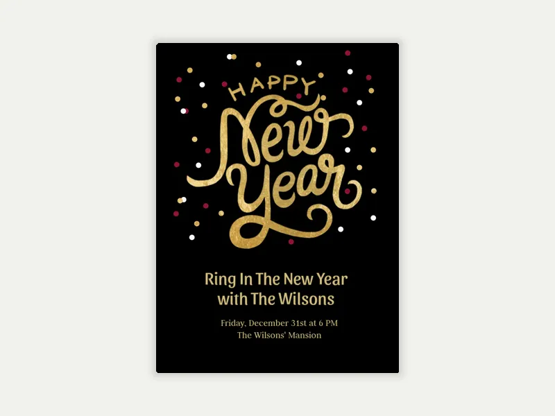 Happy New Year Gold Invitation free template design