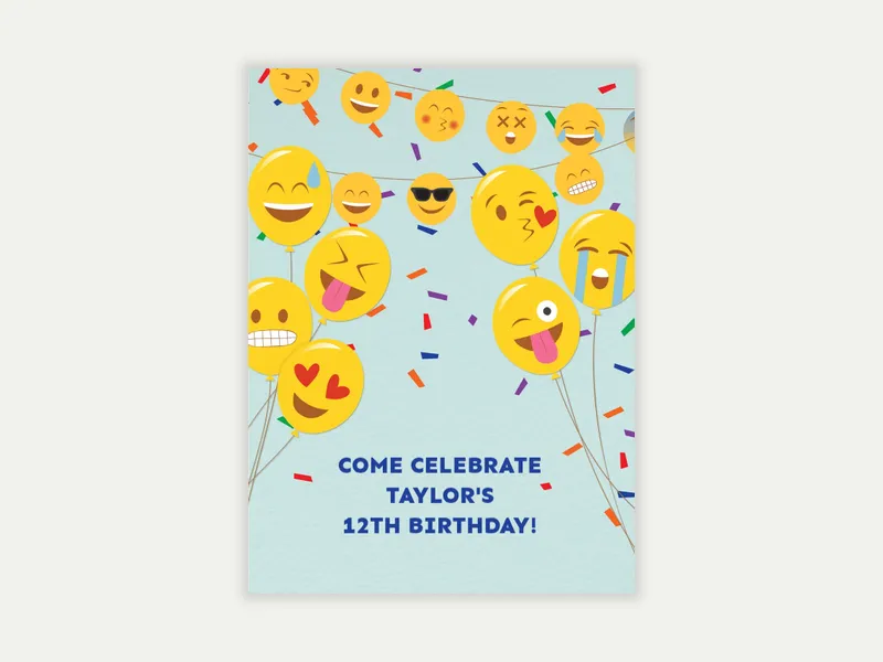 Emoji Happy Balloons - 12th_birthday - Invitation