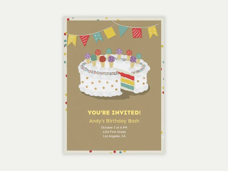 Happy Birthday Cake Invitation free template design