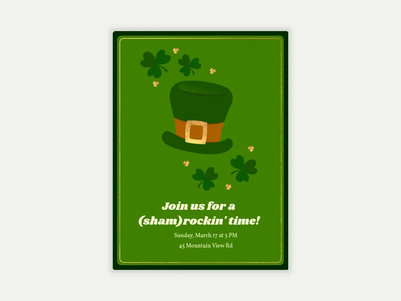 Hat and Shamrocks Invitation free template design