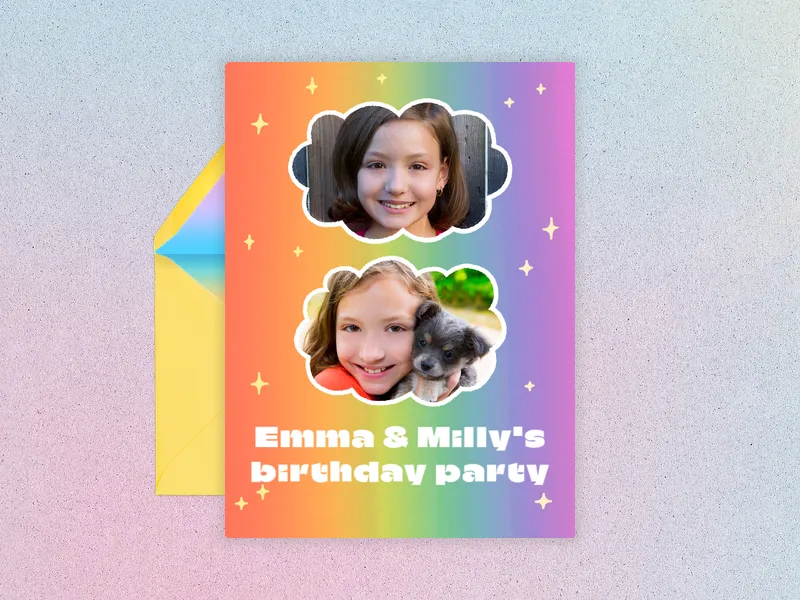 Hazy Ombré Rainbow (Photo) Invitation premium template design