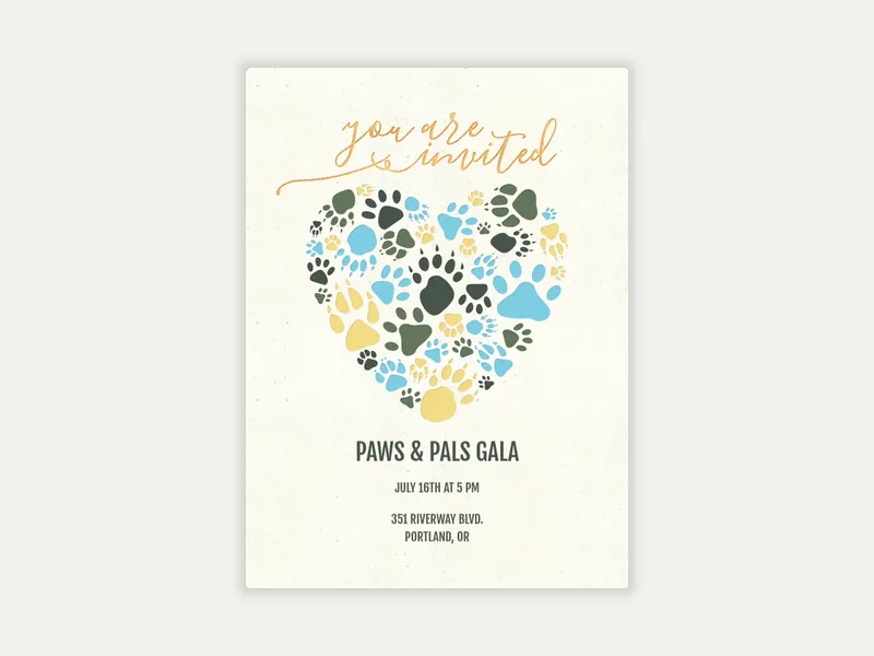 Heart of Paws Invitation free template design