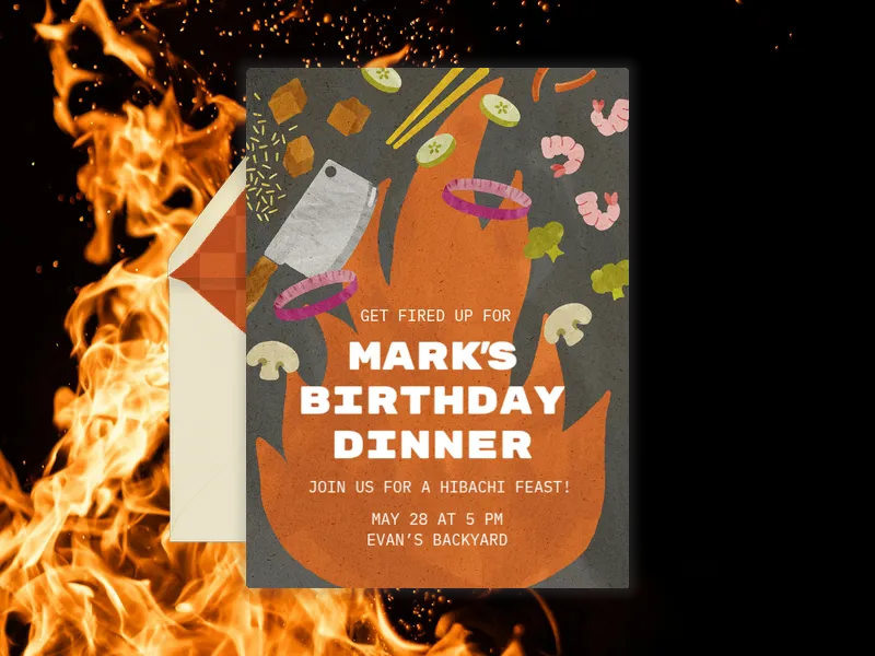 Hibachi Dinner Party Invitation premium template design