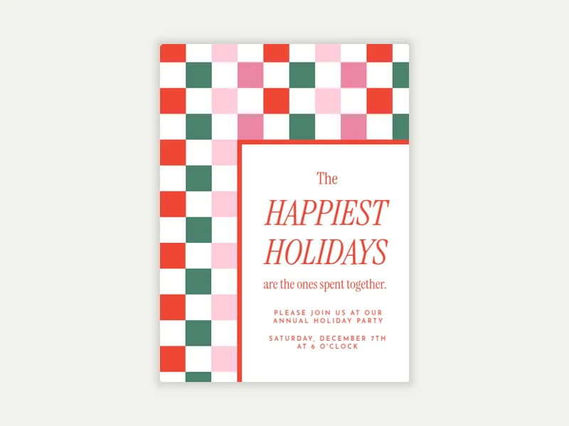 Holiday Checkers Invitation free template design