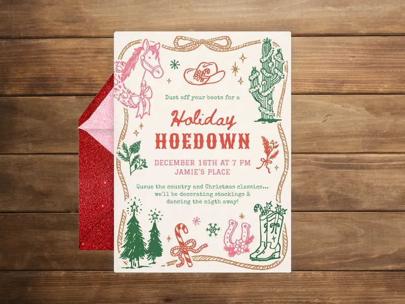 Holiday Hoedown Invitation premium template design