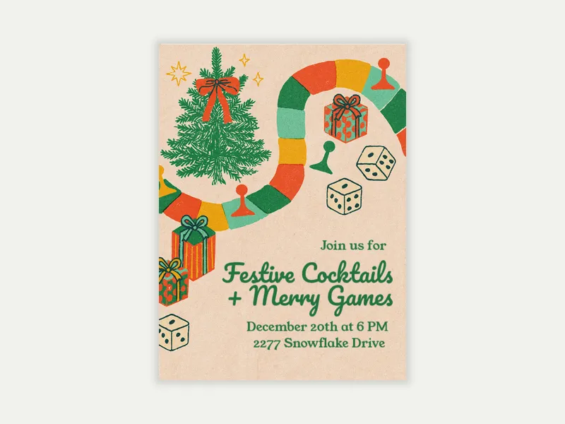 Holiday Game Night Invitation free template design