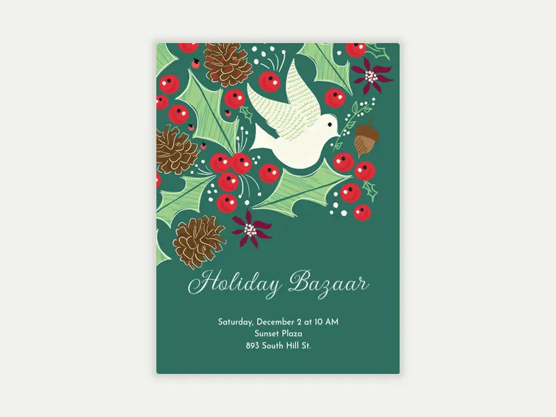 Holiday Holly Invitation free template design
