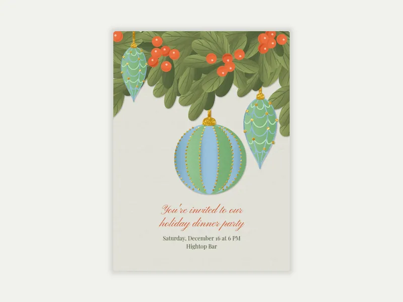 Holiday Party Ornaments Invitation free template design