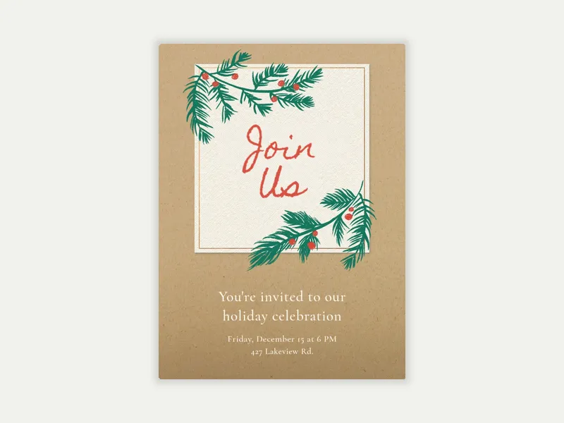 Holly Frame Invitation free template design