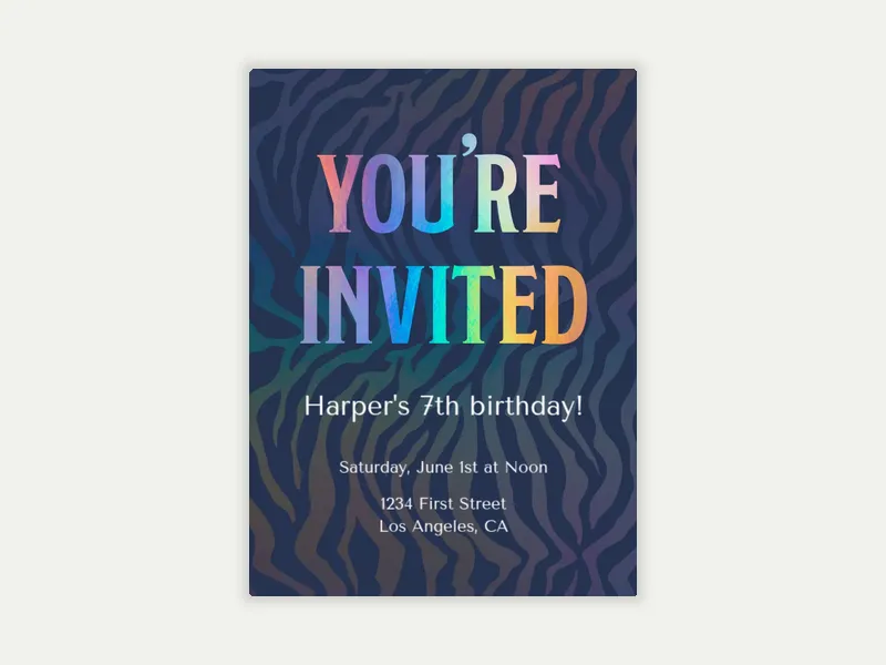 Holo Tiger Stripes Invitation free template design