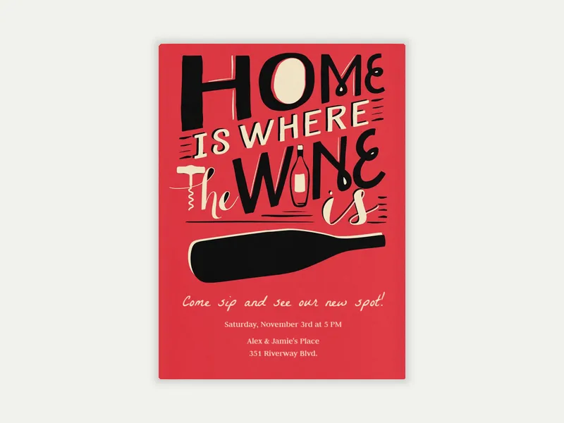 Home Is Where the Wine Is Invitation free template design