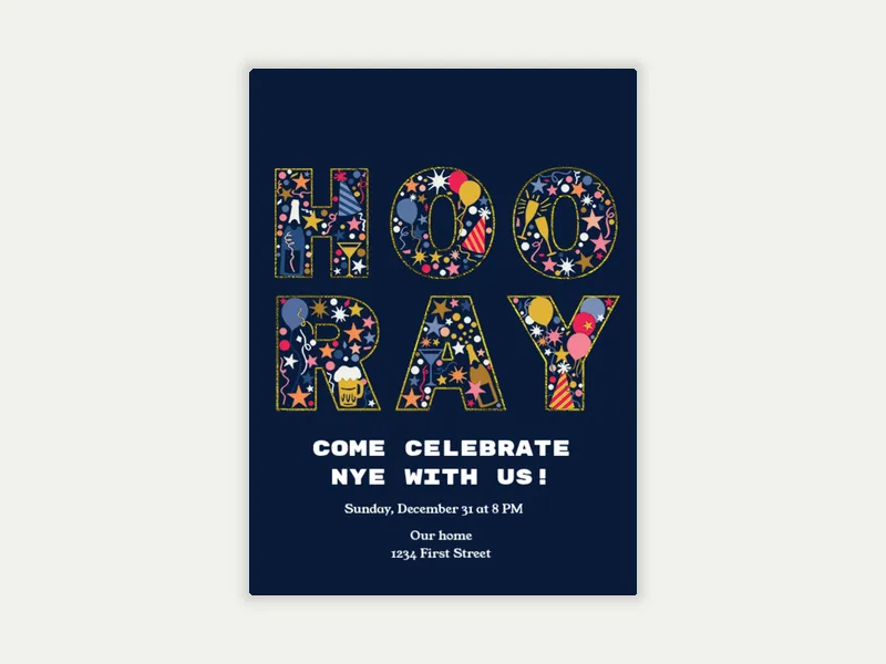 Hooray Icon Navy Invitation free template design