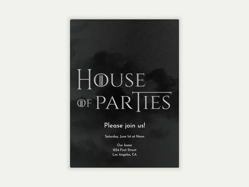 House of Parties Invitation free template design