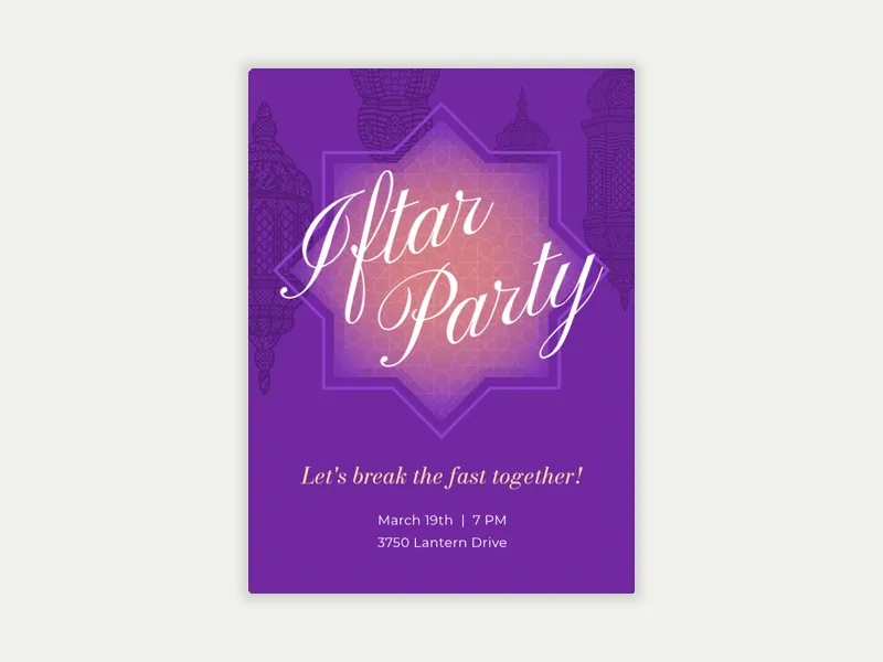 Iftar Party lanterns Invitation free template design