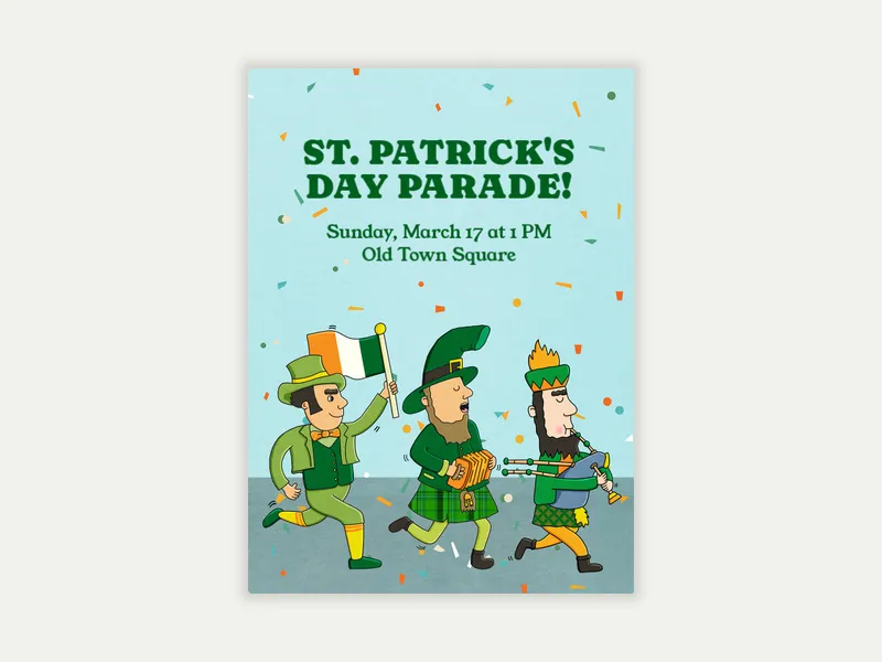 Irish Parade Invitation free template design