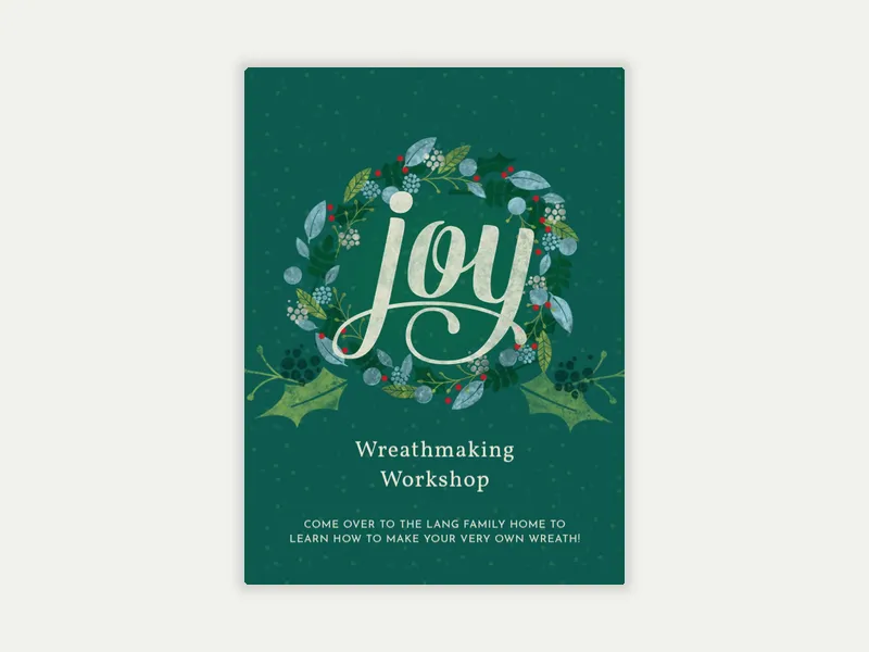 Joy Wreath Invitation free template design