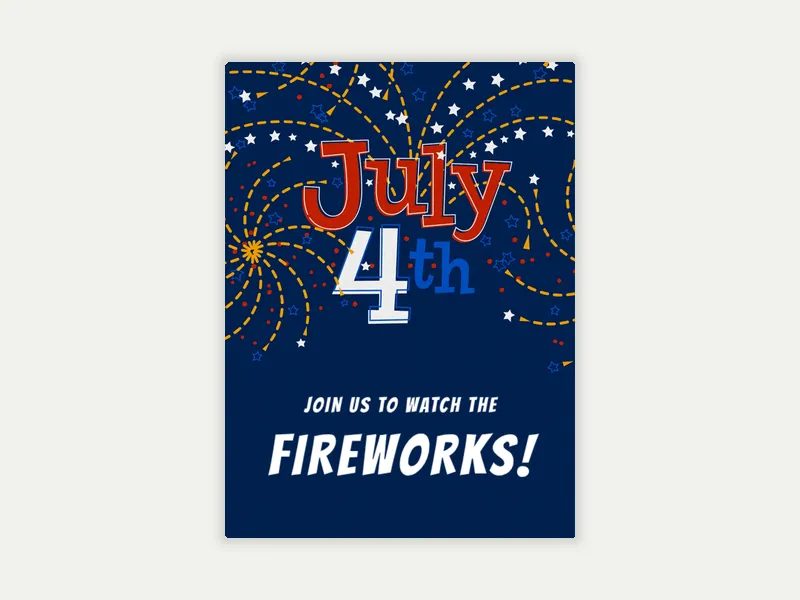 July 4th Fireworks Invitation free template design
