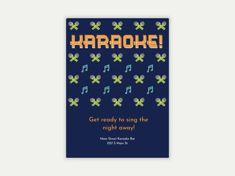 Karaoke Mic Pattern Invitation free template design