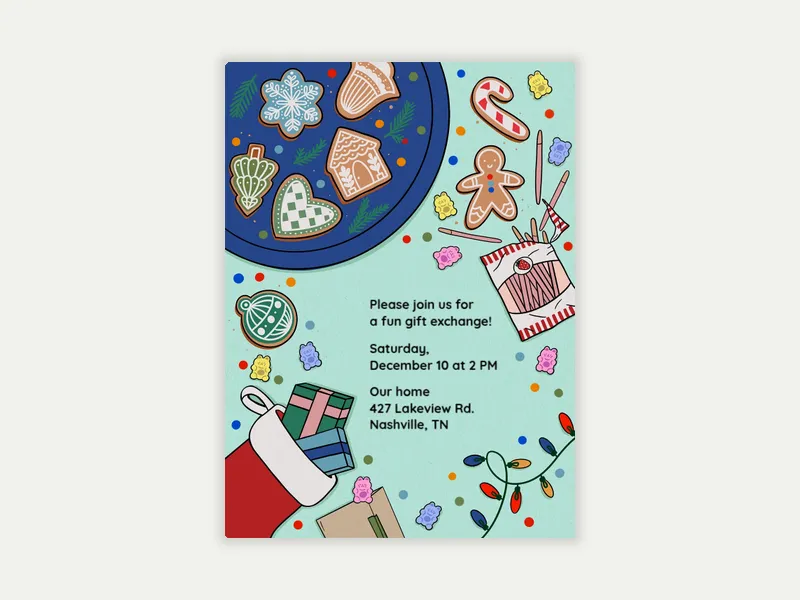 Kawaii Gift Exchange Invitation free template design