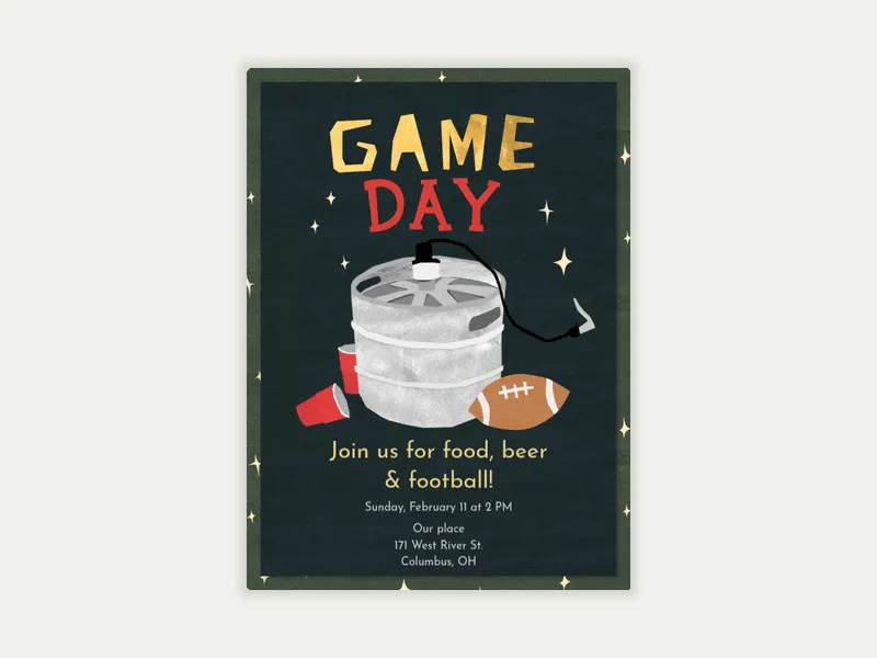 Keg and Football Invitation free template design