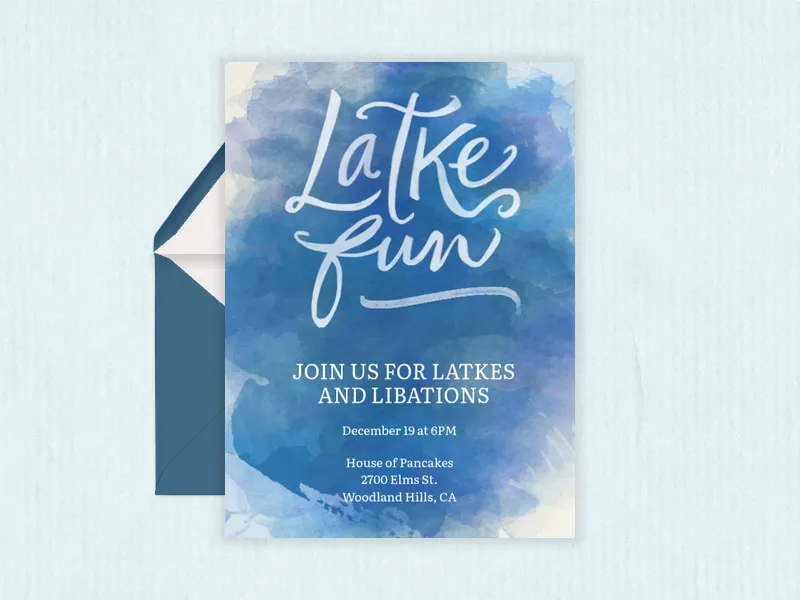 Latke Fun Blue - hanukkah - Invitation