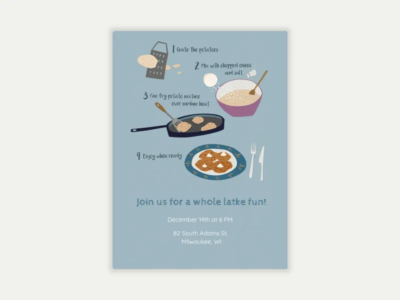Latkes Recipe - hanukkah - Invitation