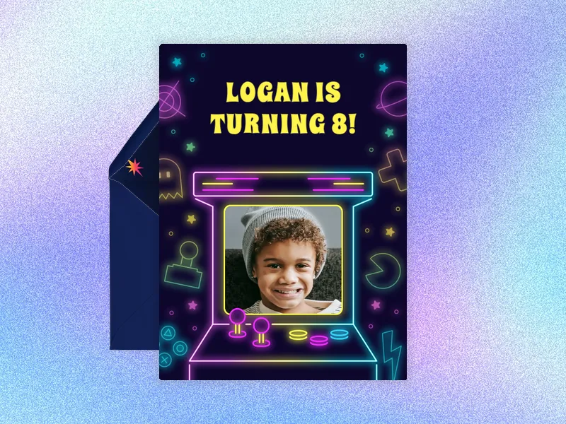Let's Glow Game (Photo) Invitation premium template design