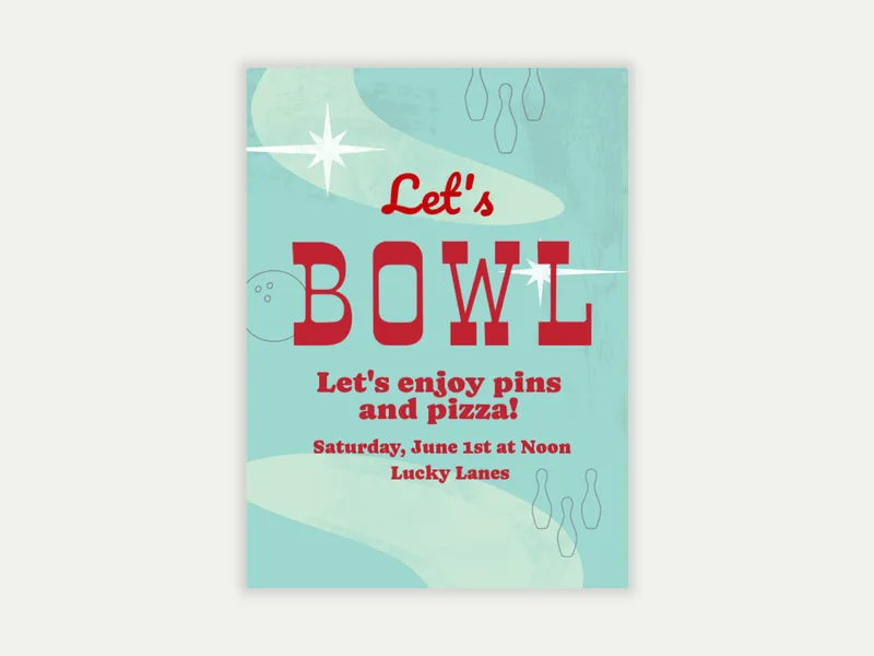 Let's Bowl Invitation free template design