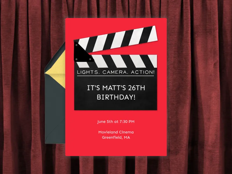Lights, Camera, Action Invitation premium template design