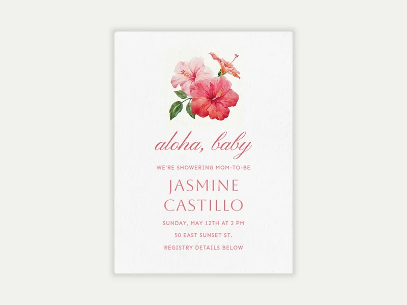 Little Hibiscus Invitation free template design