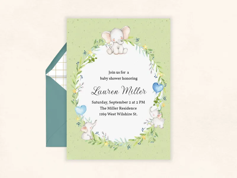 Lovely Elephants Invitation premium template design