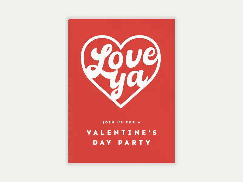 Love Ya, Mean It Invitation free template design