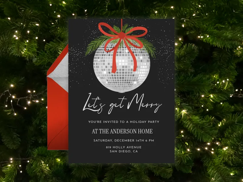 Make Merry Under the Disco Ball - holiday_party - Invitation