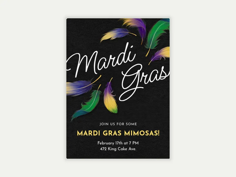 Mardi Gras Feathers - featured - Invitation
