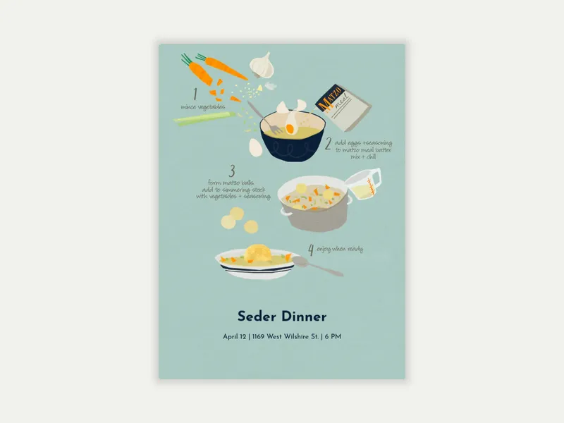 Matzo Ball Recipe - passover - Invitation