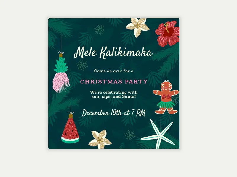 Mele Kalikimaka Invitation free template design