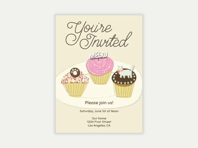 Meow Cup Cakes - pet_party - Invitation