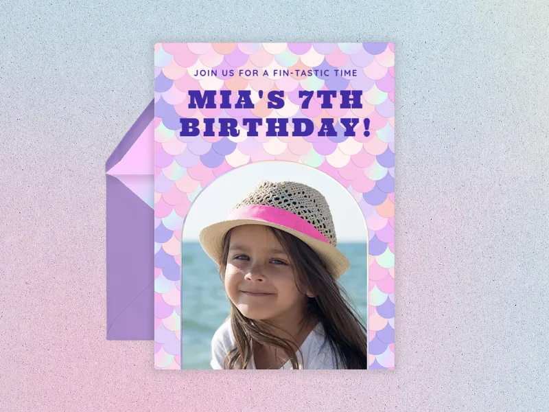 Mermaid Scales (Photo) - 7th_birthday - Invitation