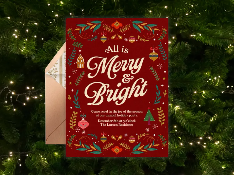 All is Merry & Bright Invitation premium template design