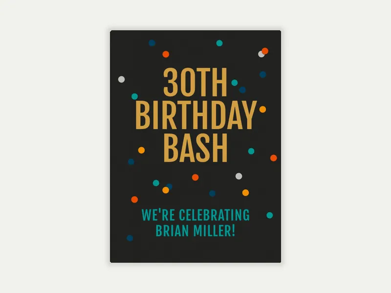 Confetti Gold Bash Invitation free template design