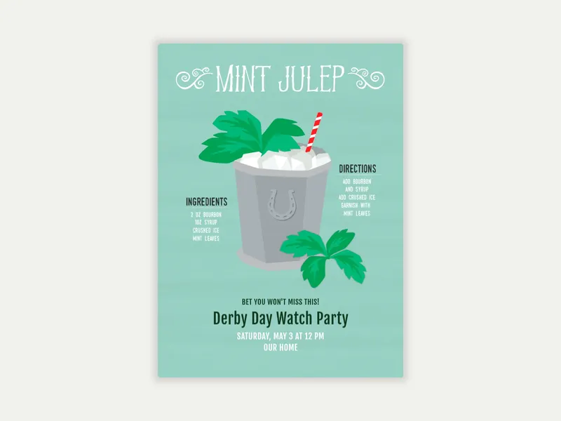 Mint Julep Invitation free template design