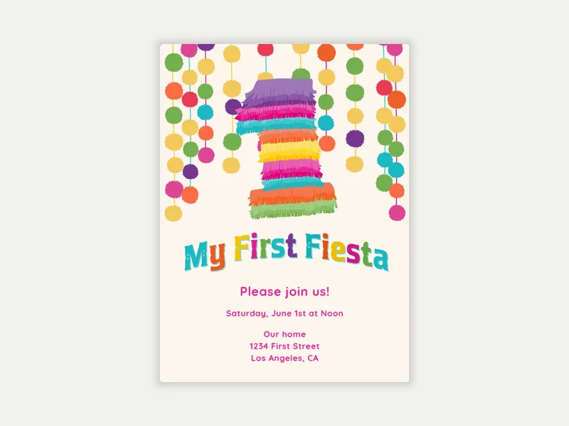 My First Fiesta Invitation free template design
